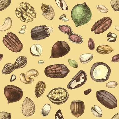 Elle çizilmiş yenilebilir somunlar ile dikişsiz desen