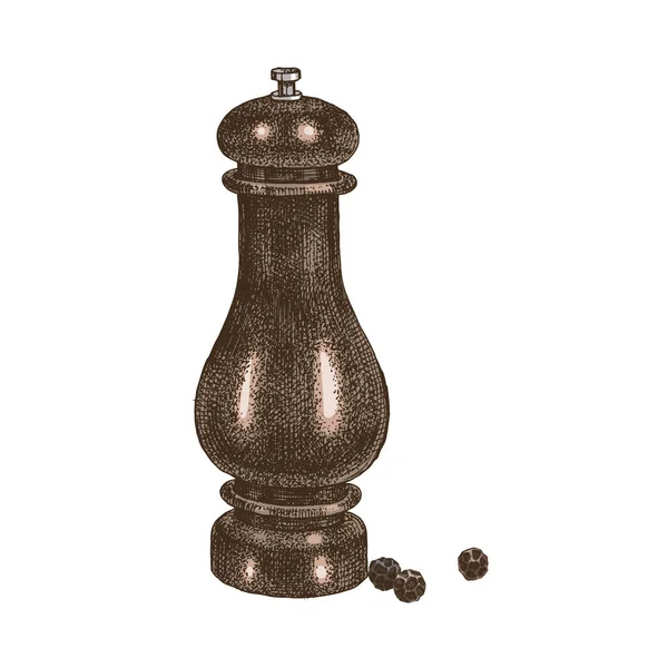 Moinho de pimenta desenhado à mão — Vetor de Stock