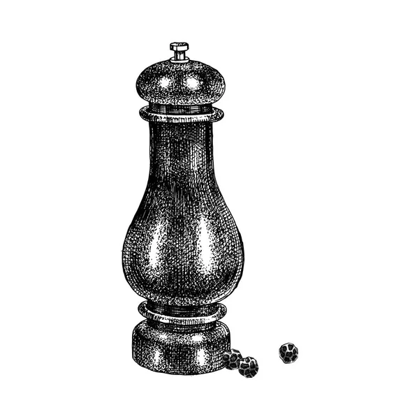 Hand drawn pepper mill — Stock Vector