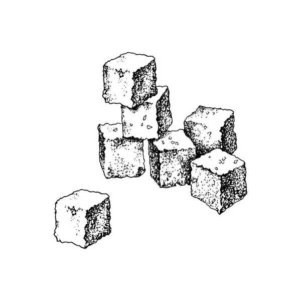 Cubos de açúcar desenhados à mão — Vetor de Stock