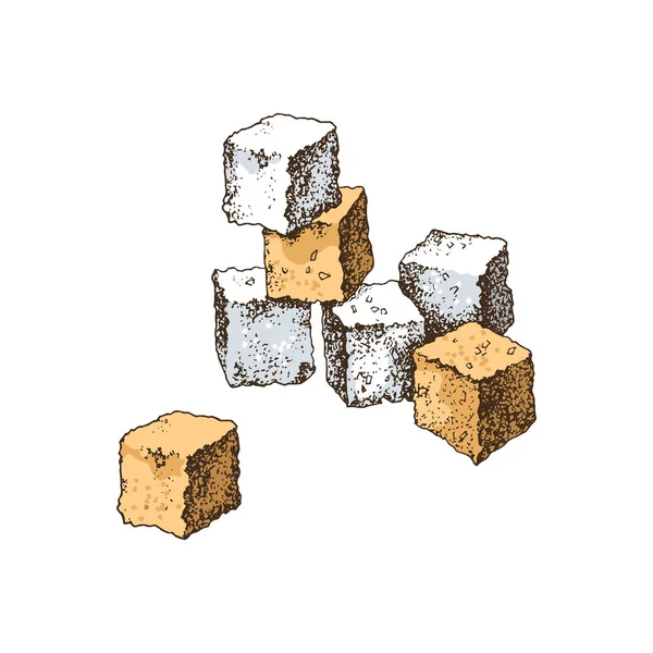 Cubes de sucre dessinés à la main — Image vectorielle