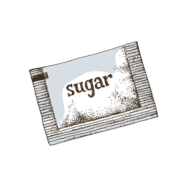 Sachet de sucre dessiné à la main — Image vectorielle