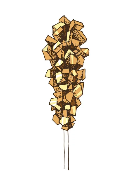 Cristales de azúcar en palo de madera — Vector de stock