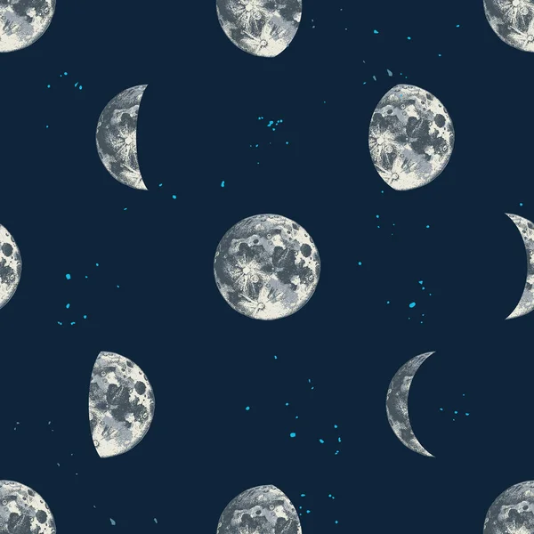 Χωρίς ραφές με το χέρι που έχει σχεδιαστεί φεγγάρια — Διανυσματικό Αρχείο