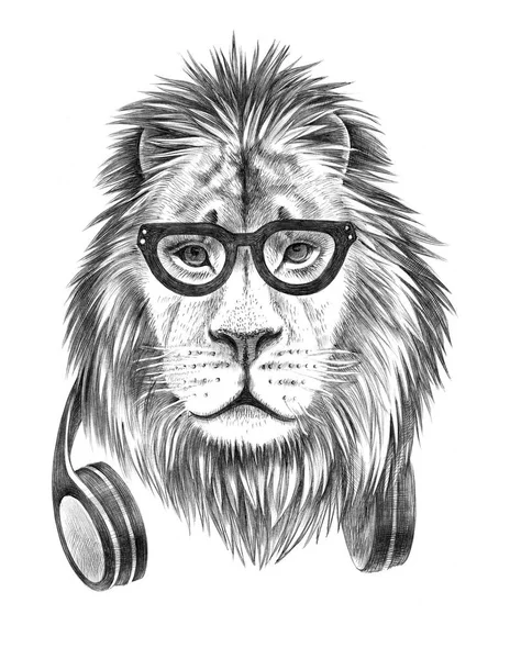 手绘打扮的拟人狮子 — 图库照片
