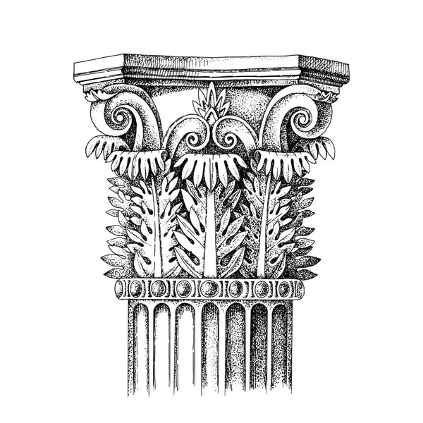 Hand getekende hoofdstad van de Korinthische orde — Stockvector