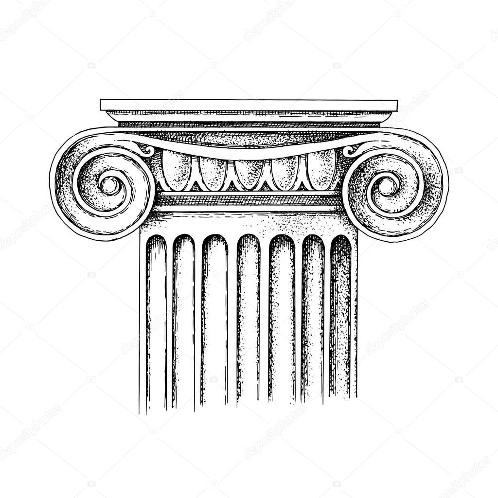 Hand drawn Capital of the Ionic order