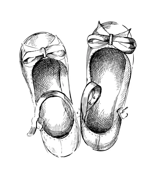 Para ręcznie rysowanych kobiet letnich butów — Wektor stockowy