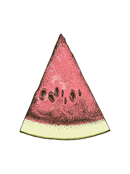 Fatia de melancia desenhada à mão —  Vetores de Stock