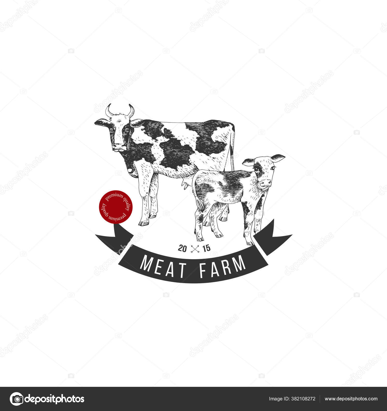 Hand drawn meat farm logo Stock Vector by ©mart_m 382108272