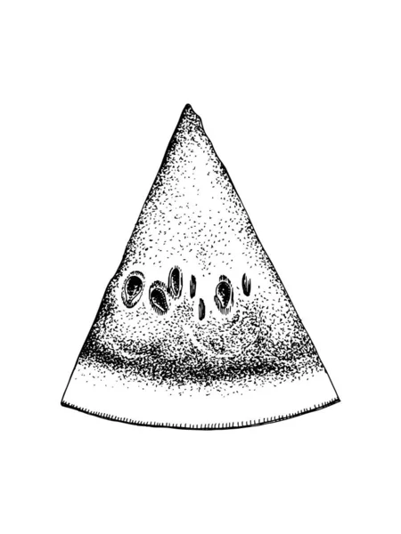 Fetta di anguria disegnata a mano — Vettoriale Stock