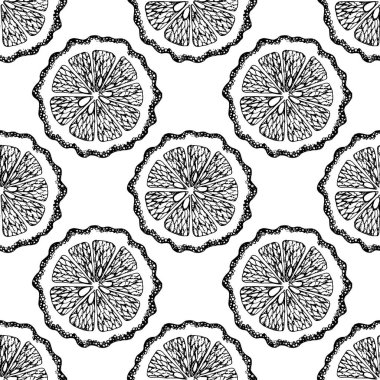 Bergamot dilimleriyle elle çizilmiş kusursuz desen.