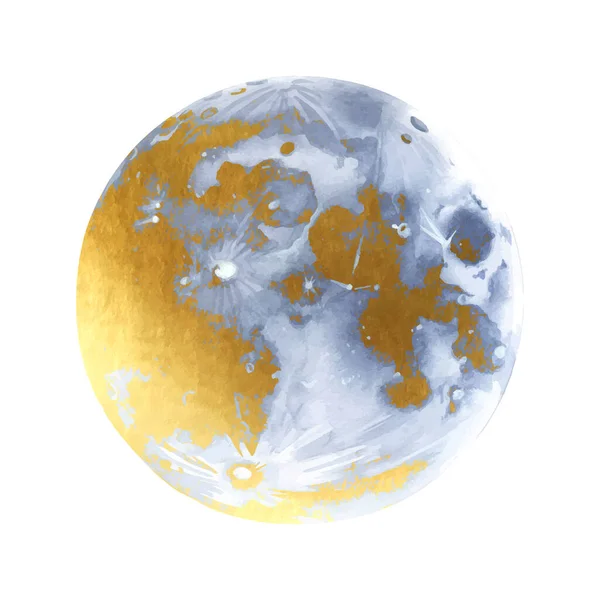 Ilustración vectorial de luna dorada en estilo retro — Vector de stock