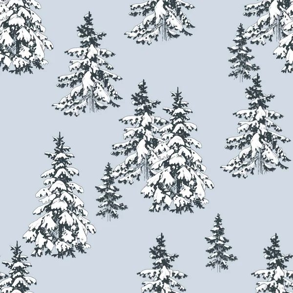 Winter forest seamless pattern — Stock Vector