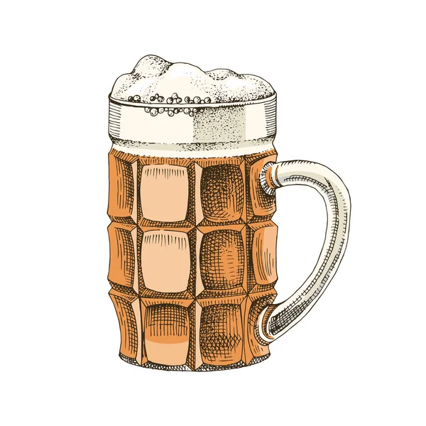 Handgetrokken glas bier — Stockvector