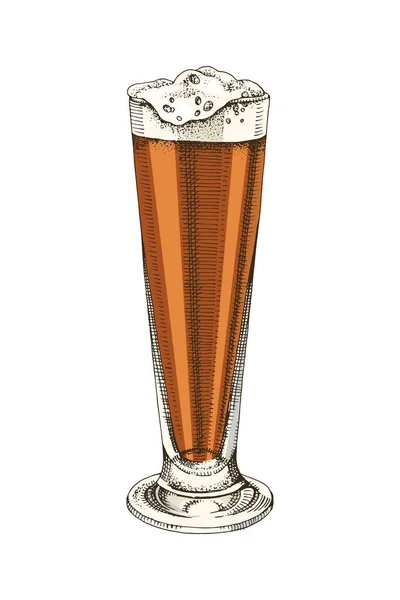 Handgetrokken glas bier — Stockvector