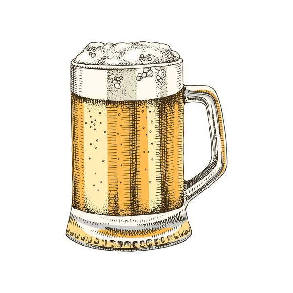 Handgetrokken glas bier — Stockvector