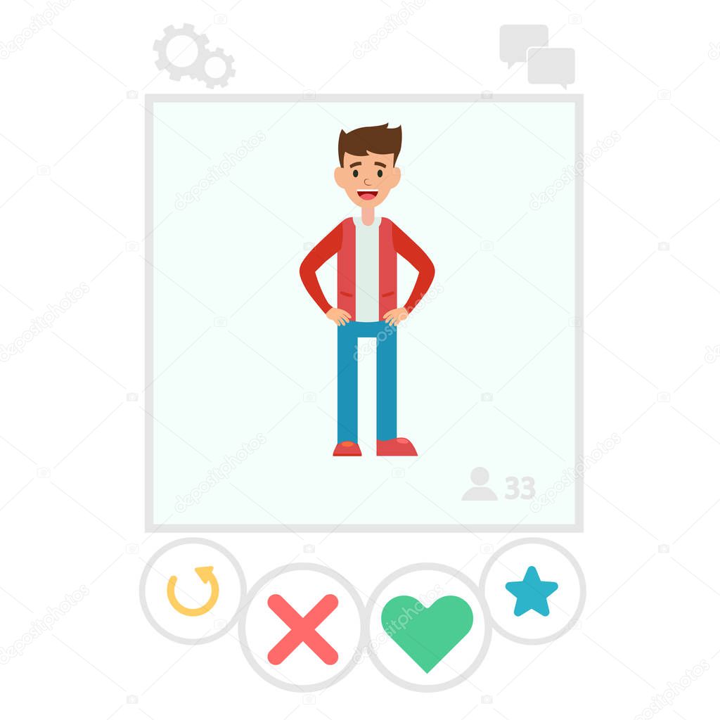 The girl and boy on the apps screen, vector