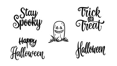 El çizimi cadılar bayramı harfleri. Beyaz arkaplanda izole.