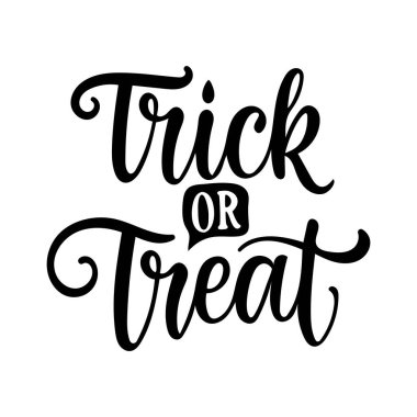 Şeker mi şaka mı? Mutlu Cadılar Bayramı. El çizimi harfler.