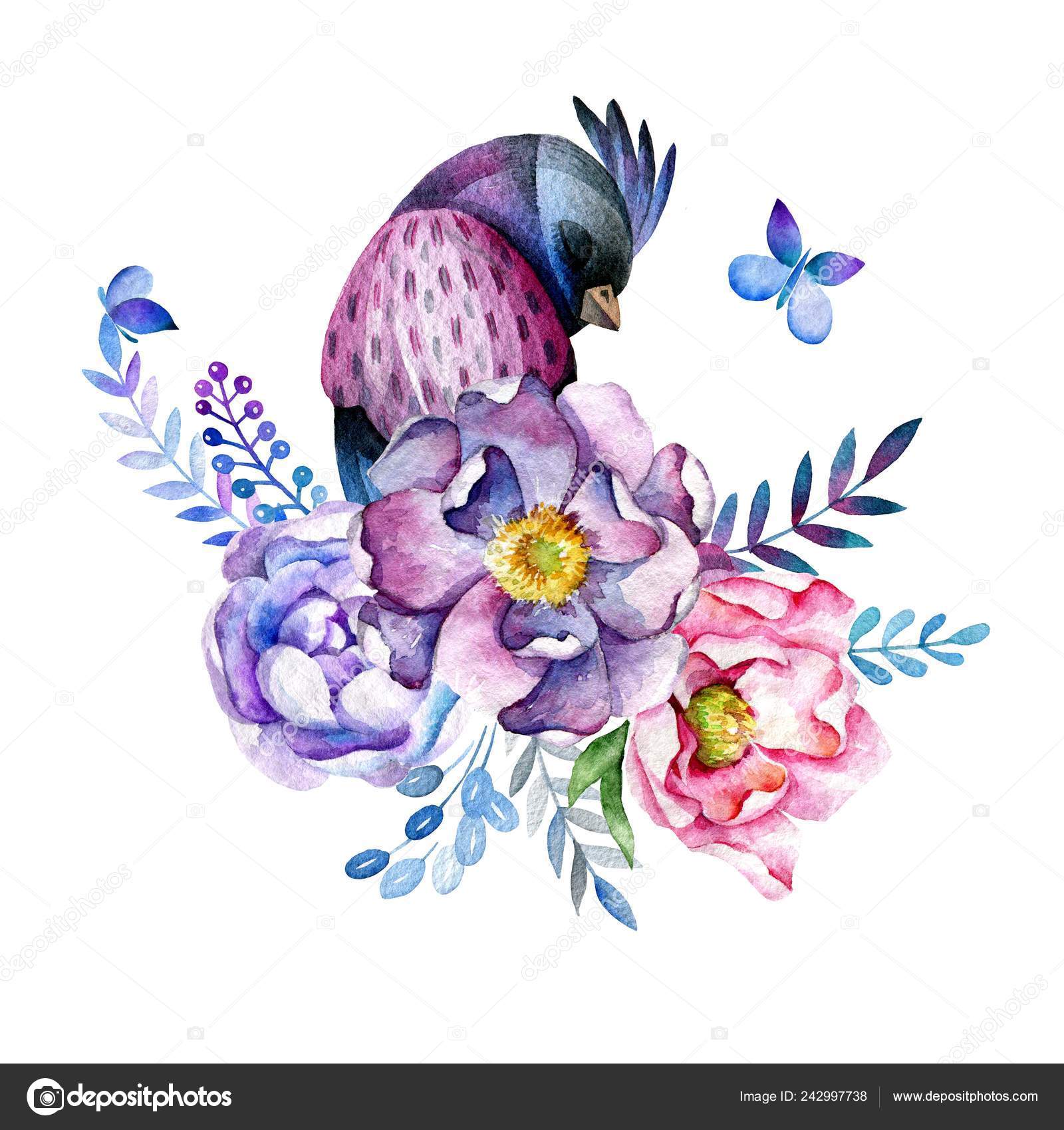 Flora and fauna theme cartoon vector set of colorful icons of animals  birds and plants doodle collection contains leafs  CanStock