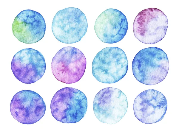 Set Abstract Watercolor Stains Cold Color — Stock Photo, Image