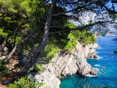 Petrovac Karadağ 'daki Adriyatik kıyısı - Budva Rivera