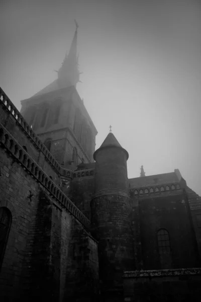 Norman Gloomy Castle Foggy Rainy Day — Stock Photo, Image