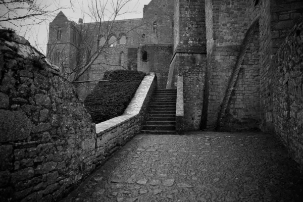 Norman Gloomy Castle Foggy Rainy Day — Stock Photo, Image