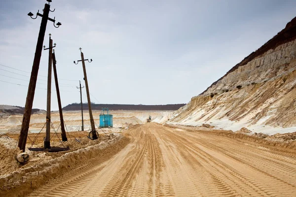 Homok Homokbányában Történő Kitermelése Feldolgozása — Stock Fotó