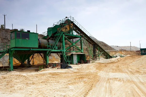 Gewinnung Von Schwemmland Und Aufbereitung Von Sand Einer Sandgrube — Stockfoto