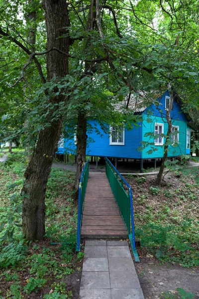 Camping Bosque Con Cabañas Madera Para Turistas — Foto de Stock