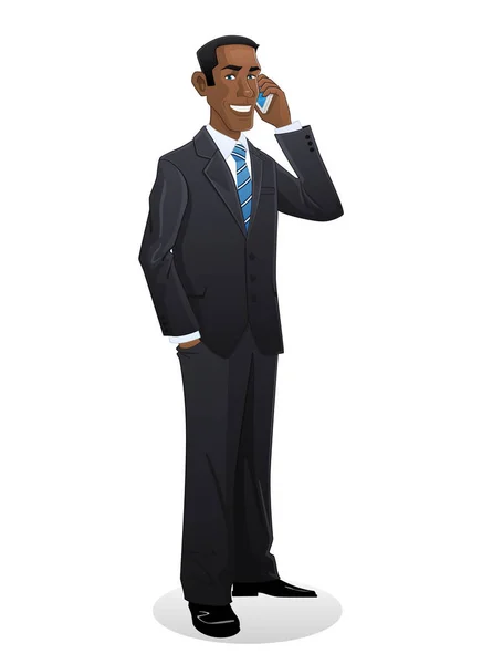 Homme Affaires Parlant Sur Téléphone Mobile — Image vectorielle