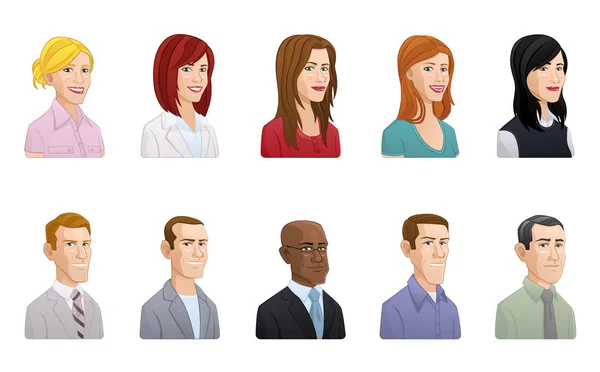 Cartoon Style Avatars Business People — Stock Vector