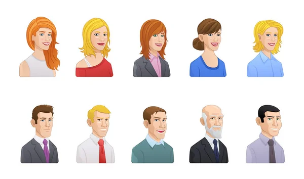 Cartoon Style Vector Business People Avatars — Stock Vector