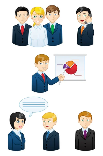 Business People Working Icon Set — Stock Vector