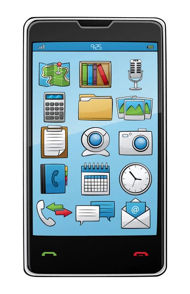 Stil mobile ve app simgeleri şeffaf arka plan üzerinde çizgi film