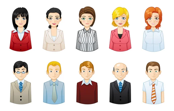 Business People Icons Avatars Set Illustration Man Woman — Stock Vector