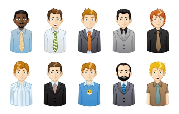 Zakenman Pictogrammen Avatars Illustratie Set — Stockvector