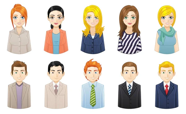 Business People Avatar Icons Set — Stock Vector
