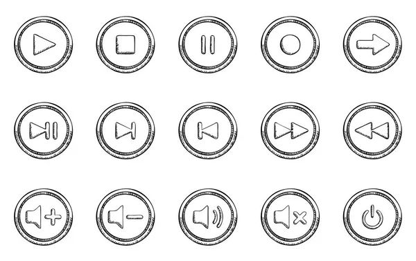 Conjunto Iconos Estilo Boceto Audio — Vector de stock