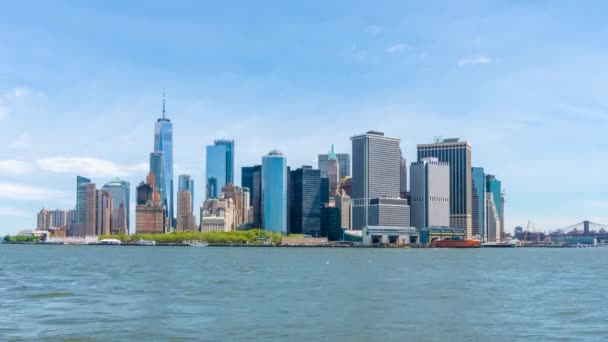 Timelapse Video Del Horizonte Del Bajo Manhattan Durante Día — Vídeo de stock