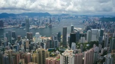 4 k hava hyperlapse video ve Victoria Limanı'Hong Kong