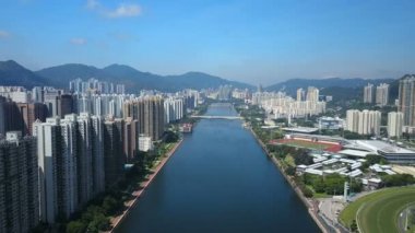 Hong Kong yoğun nüfuslu yerleşim bölgesinde 4 k hava video