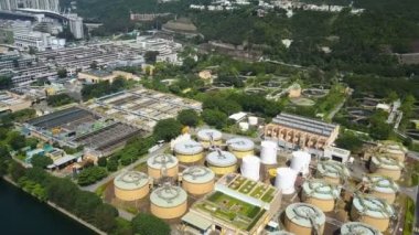 bir büyük su arıtma tesisi 4 k hava video