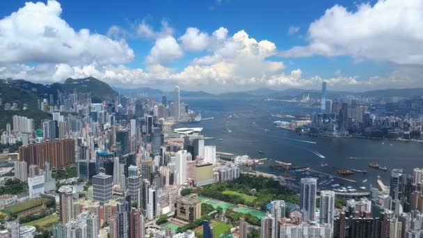 Video Aéreo Victoria Harbour Hong Kong — Vídeos de Stock