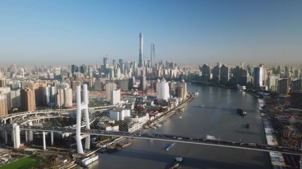 Aerial Video Shanghai Morgonen — Stockvideo