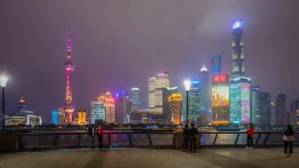 Шанхай Китай Nov 2017 Hyperlapse Video Shanghai Night — стоковое видео