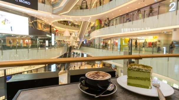2017年6月2日 Timelapse 在购物中心享受咖啡和蛋糕的视频 — 图库视频影像