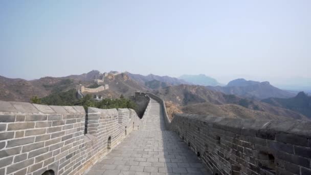 Video Wandelen Langs Jinshanling Chinese Muur — Stockvideo